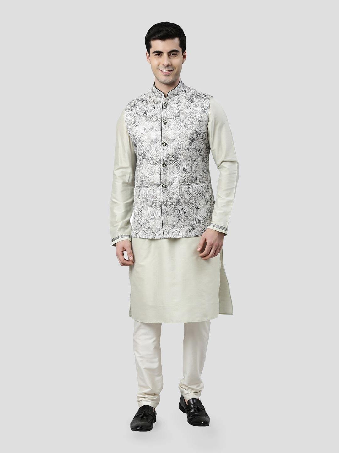 theethnic.co ethnic motifs printed mandarin collar nehru jacket