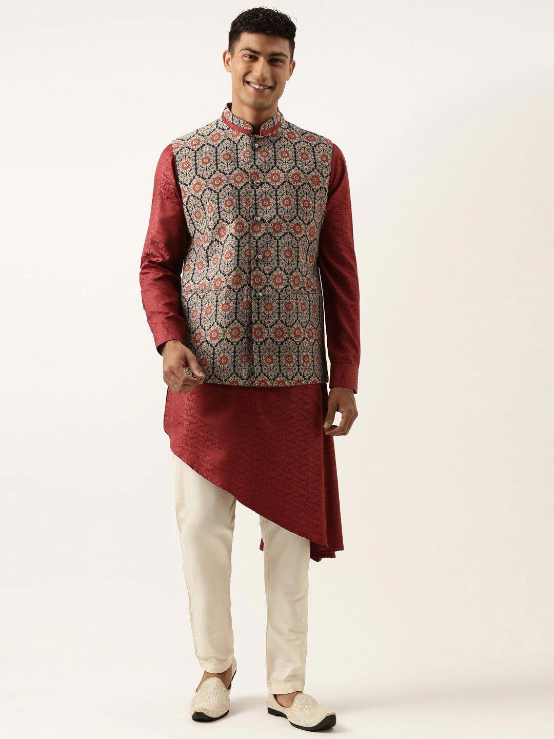 theethnic.co ethnic motifs printed nehru jacket