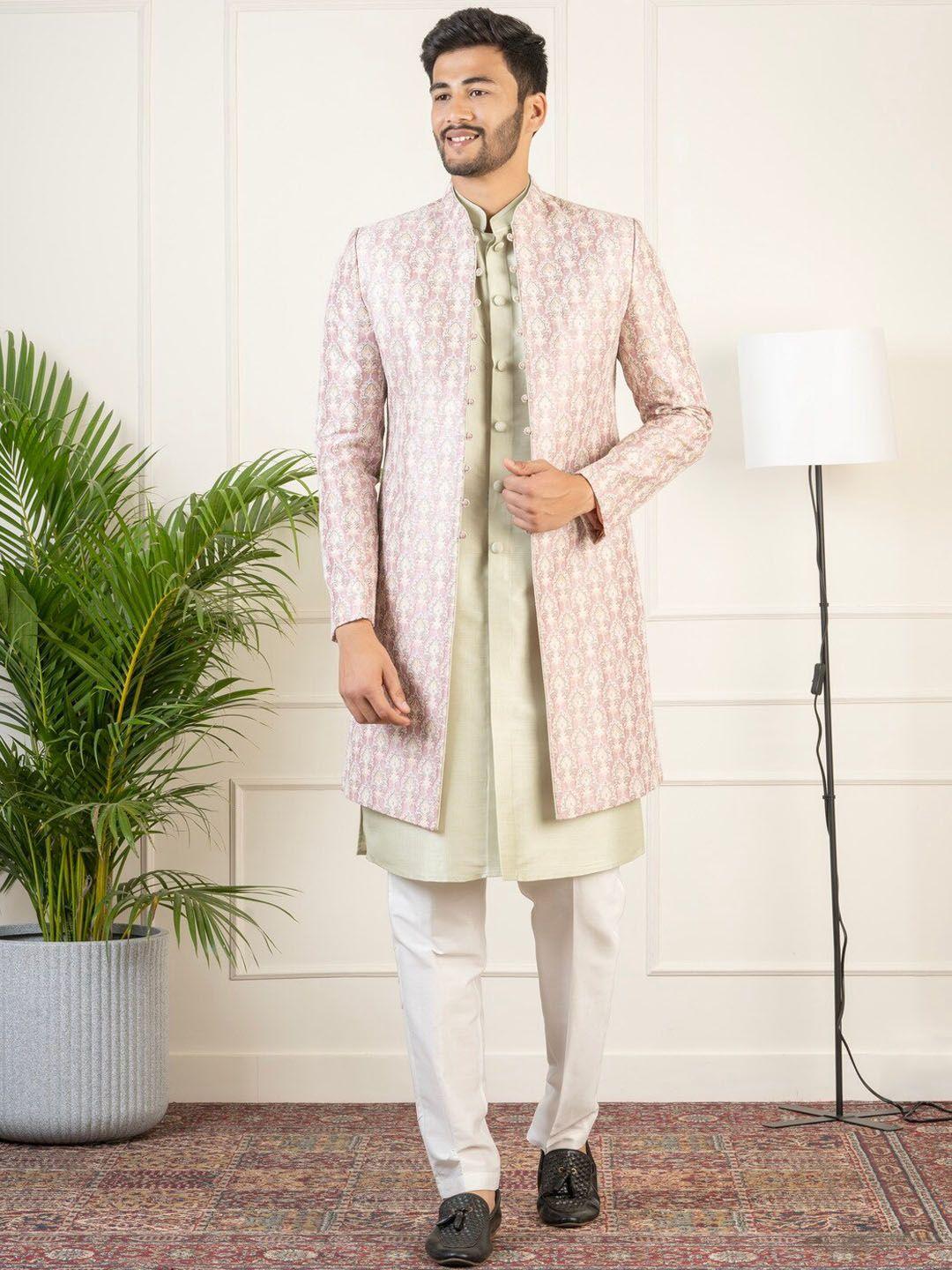 theethnic.co floral embroidered indo sherwani set