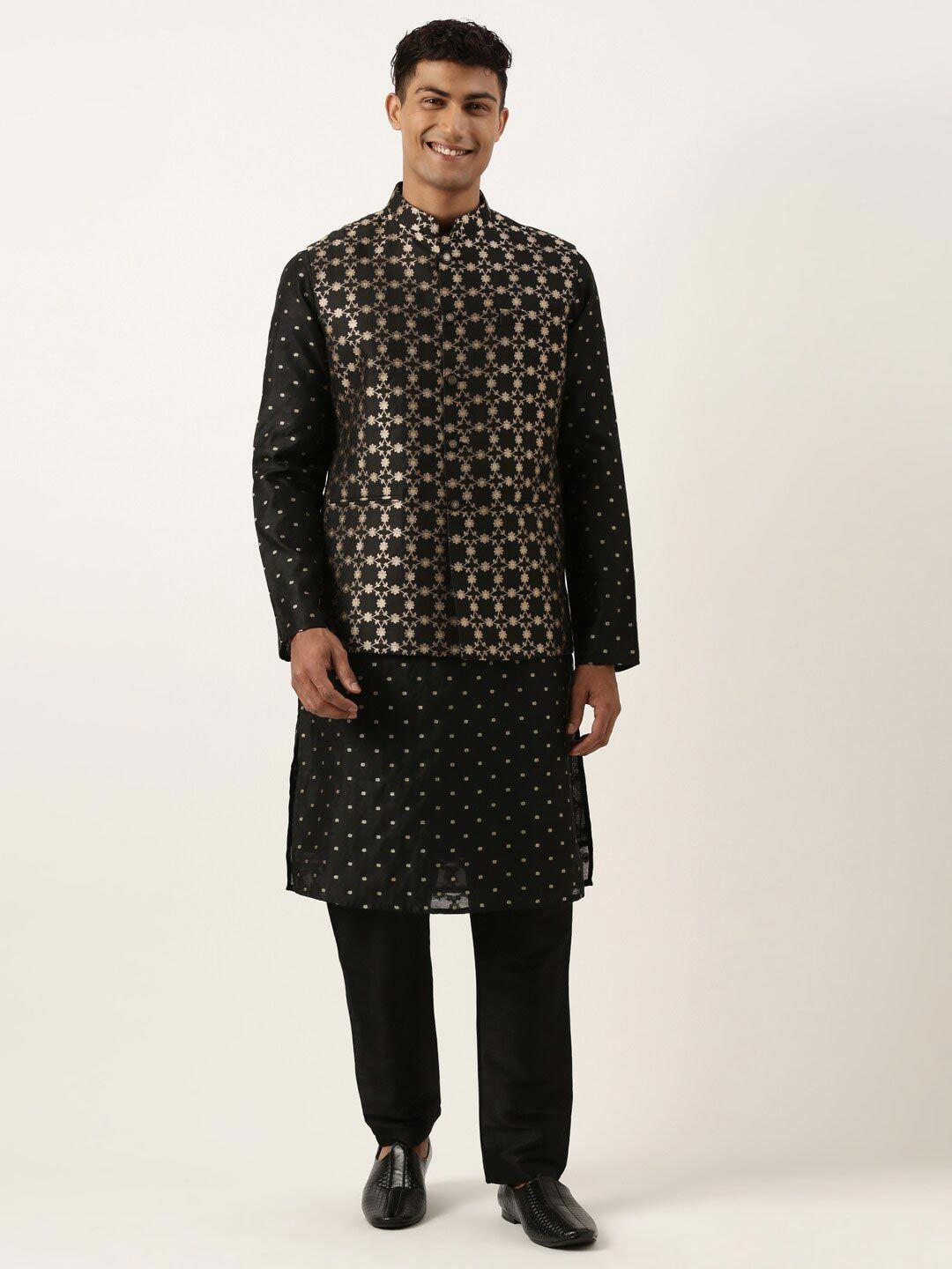 theethnic.co floral woven design pure silk nehru jacket