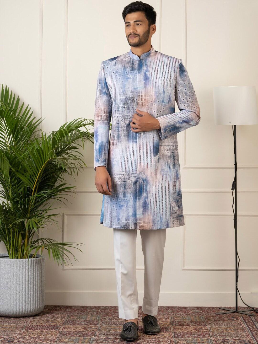 theethnic.co sequin-embriodered sherwani set