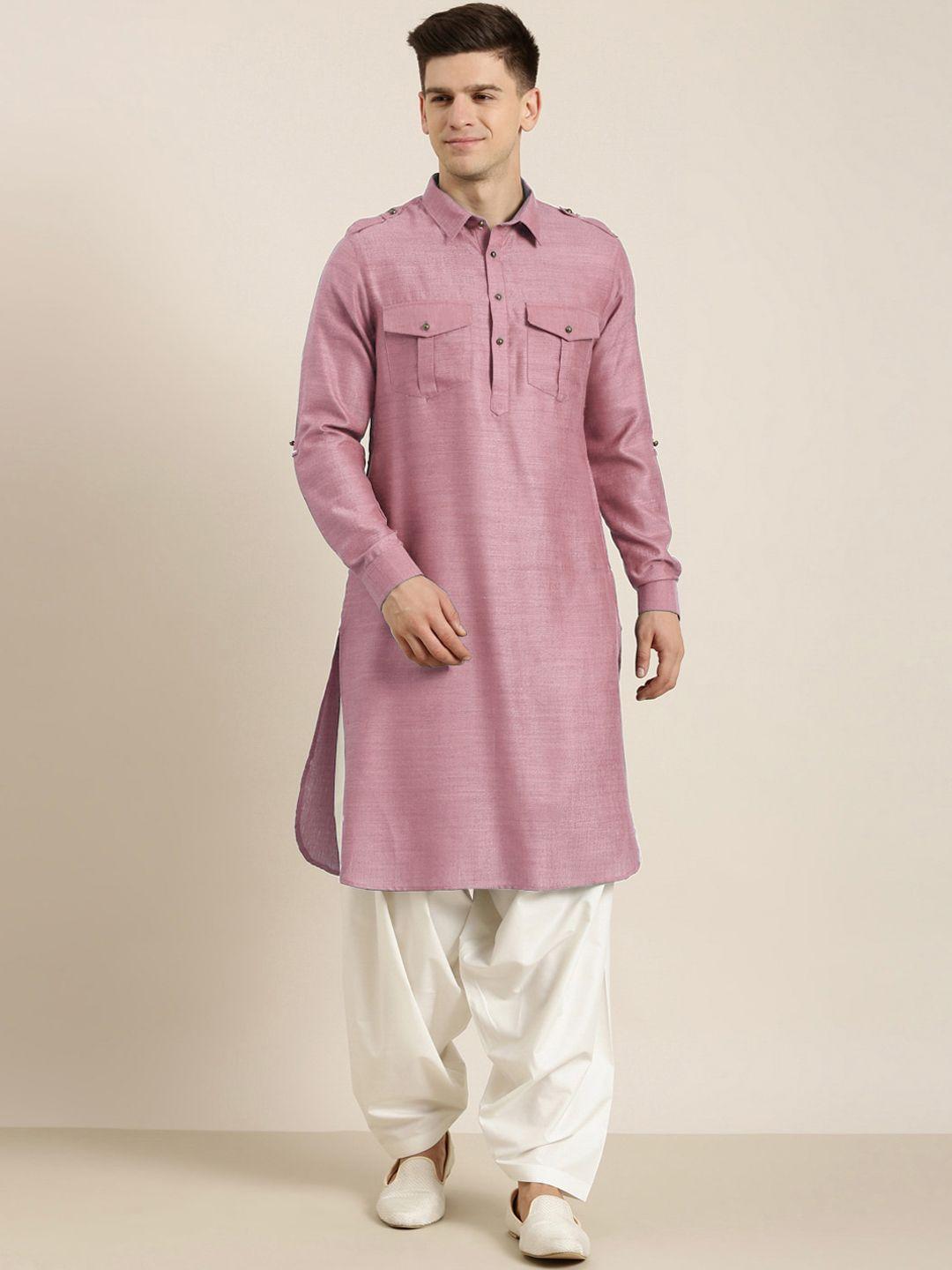 theethnic.co shirt collar long sleeves cotton pathani kurta