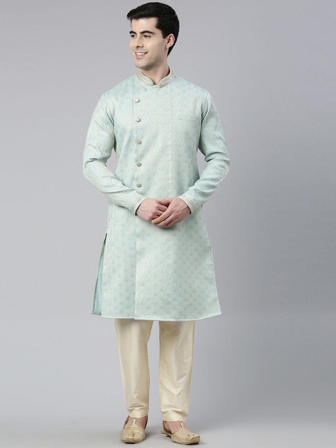 theethnic.co ethnic motifs woven design brocade kurta with pyjamas