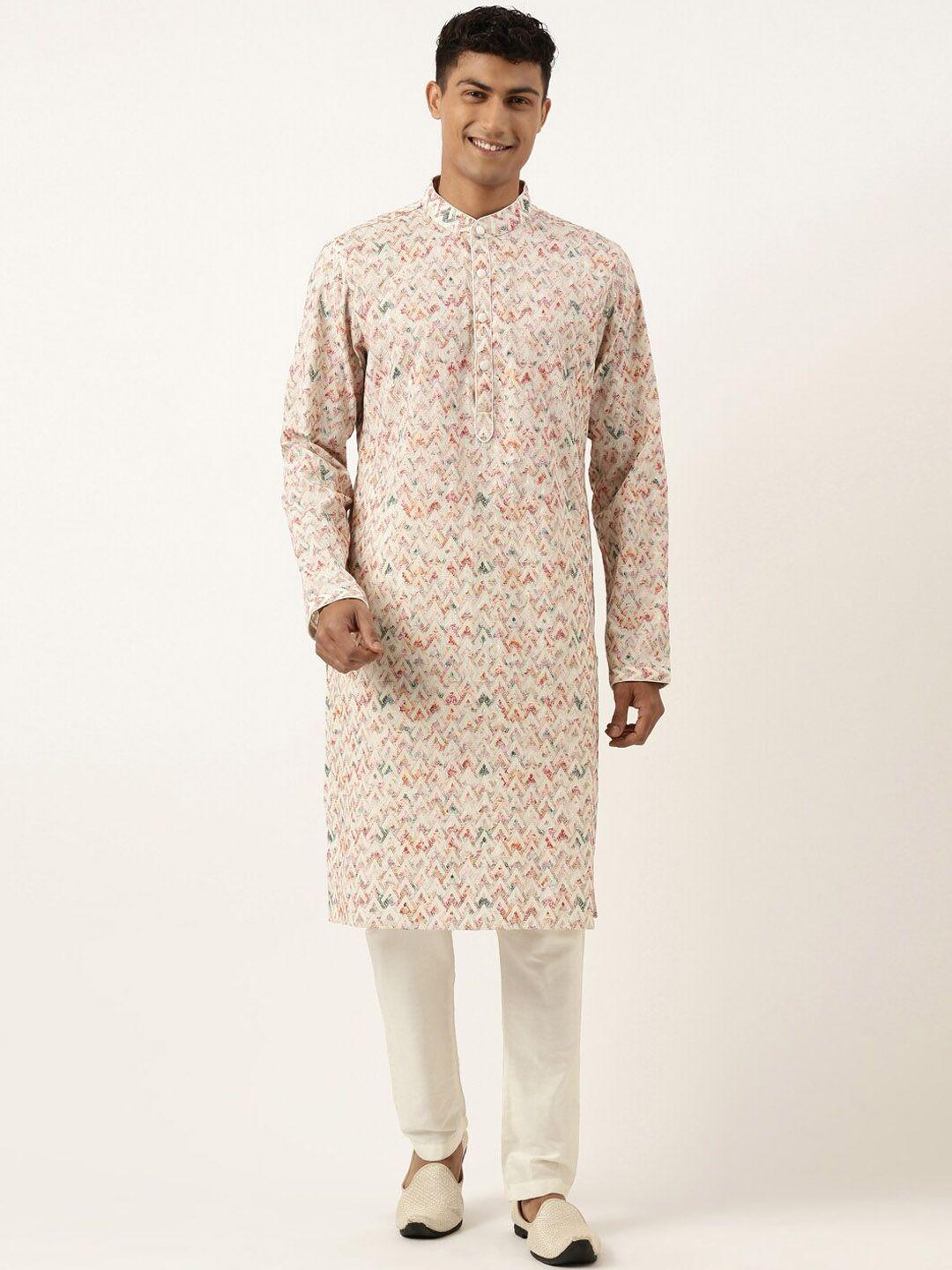 theethnic.co floral embroidered regular kurta with pyjamas