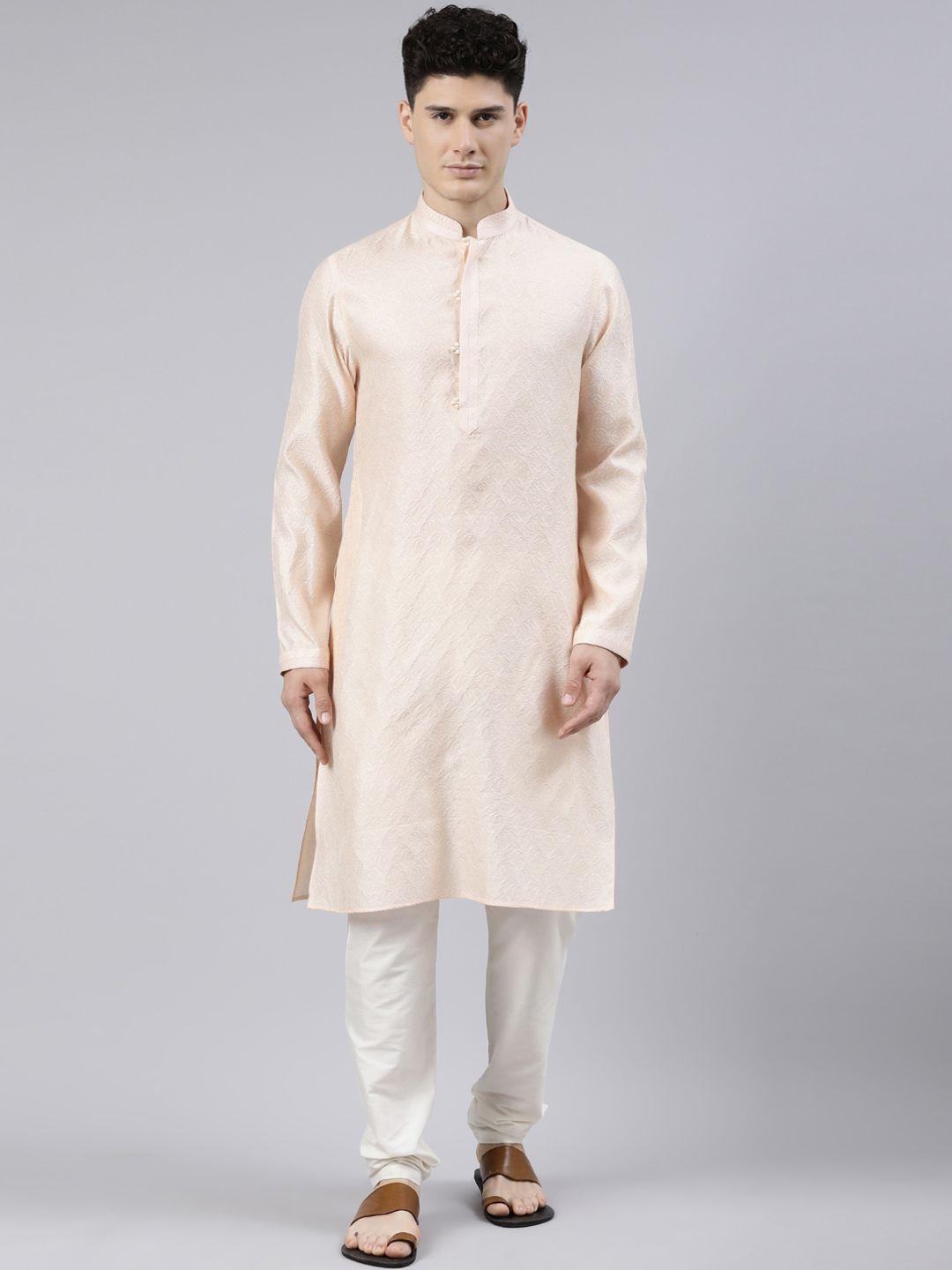 theethnic.co floral woven design thread work cotton kurta