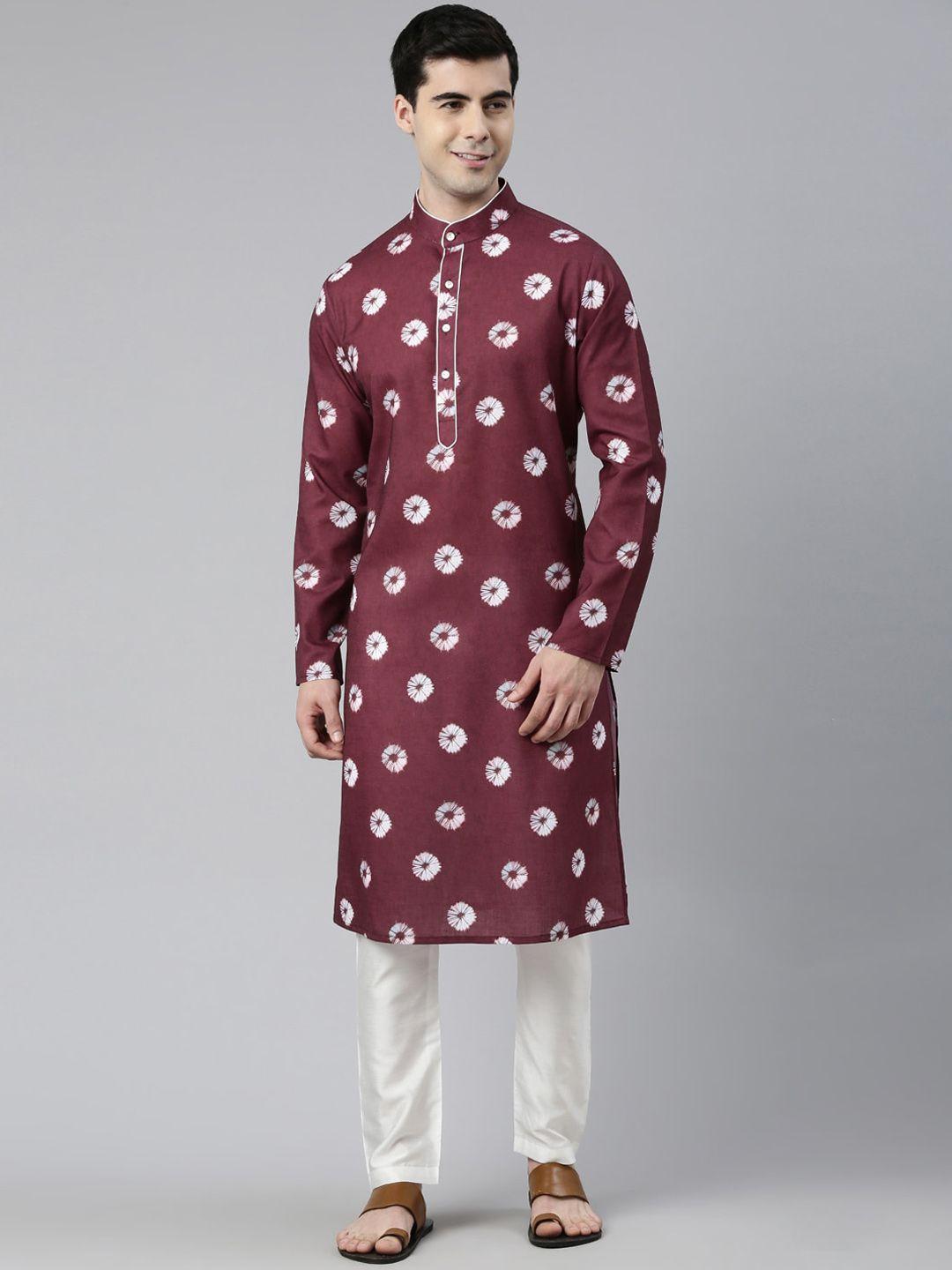 theethnic.co geometric dyed band collar kurta