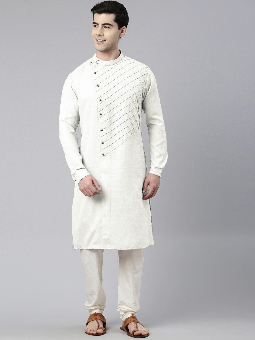 theethnic.co geometric embellished mandarin collar cotton angrakha kurta