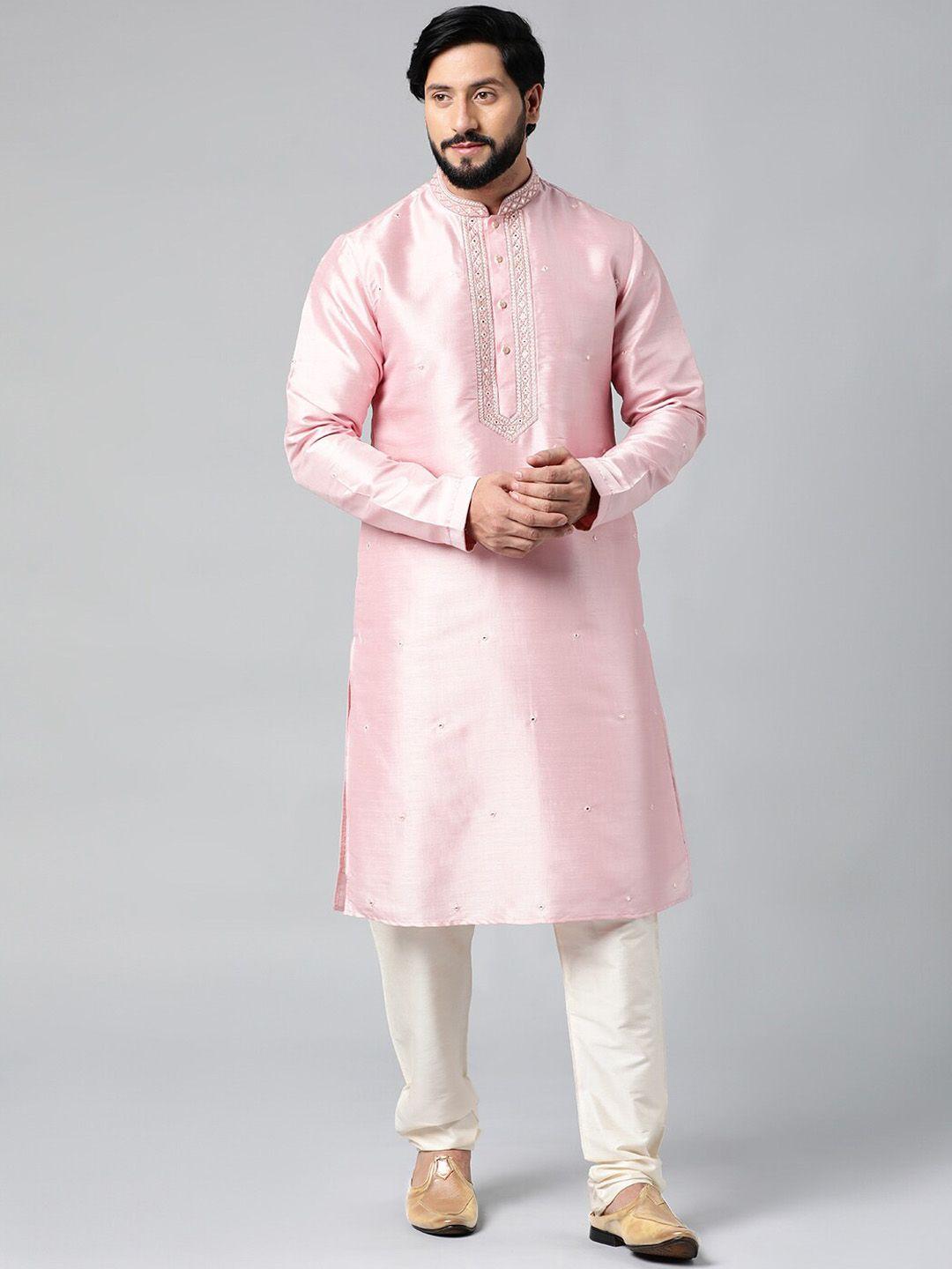 theethnic.co geometric embroidered mirror work regular kurta with trousers