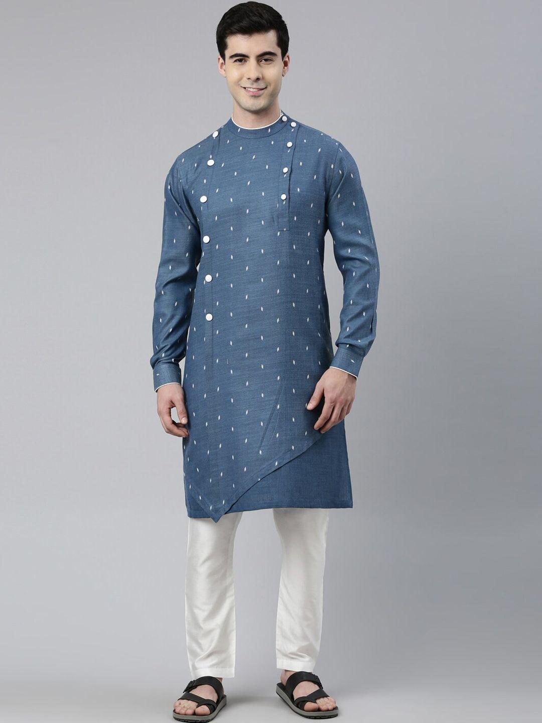 theethnic.co geometric woven design pure cotton kurta with pyjamas