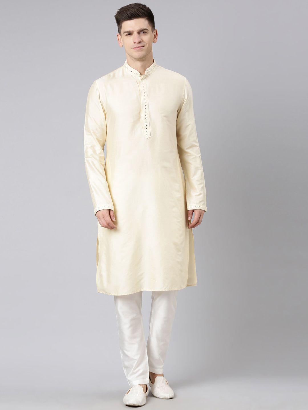 theethnic.co mandarin collar long sleeves cotton kurta