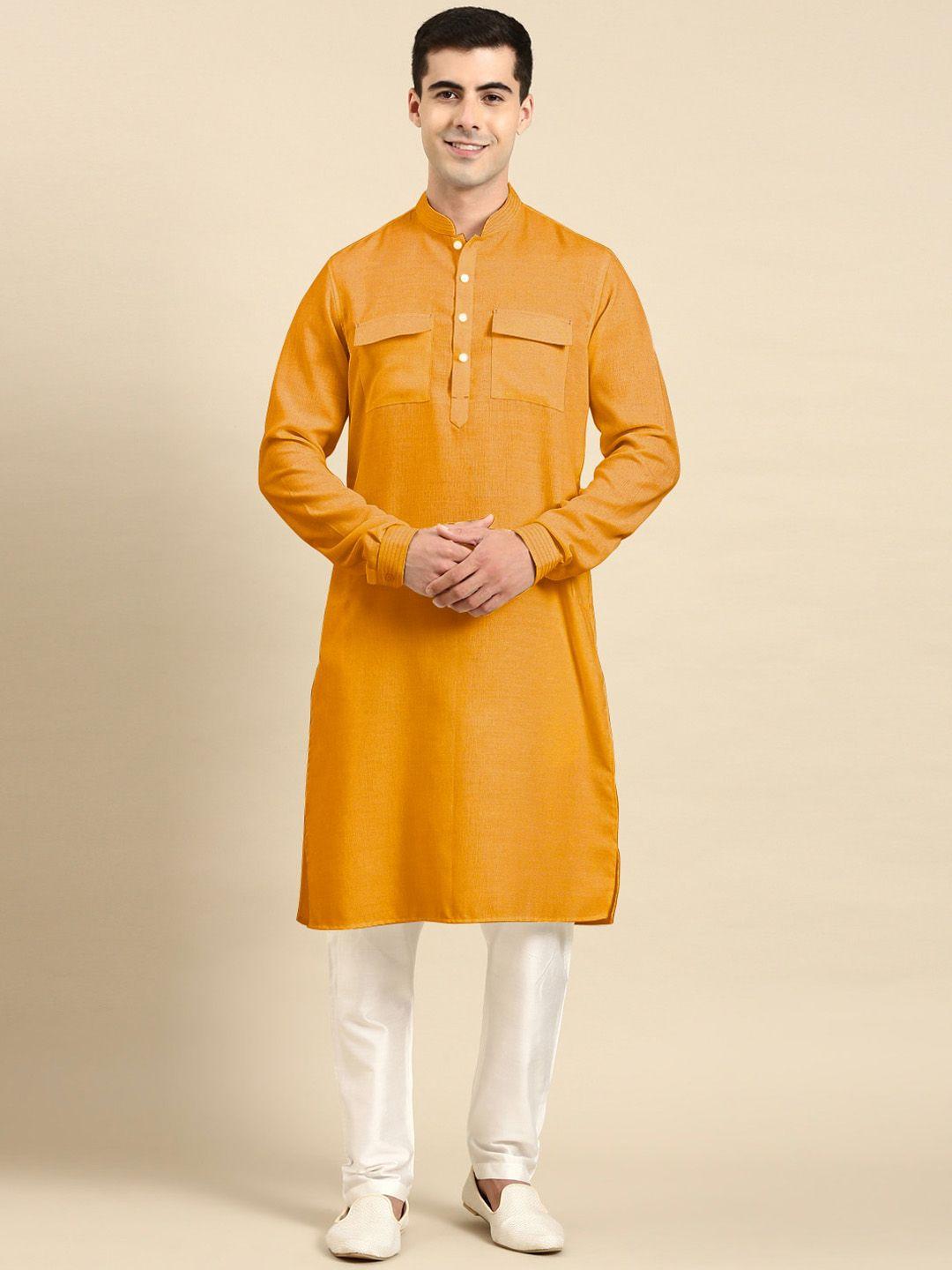 theethnic.co mandarin collar long sleeves cotton pathani kurta