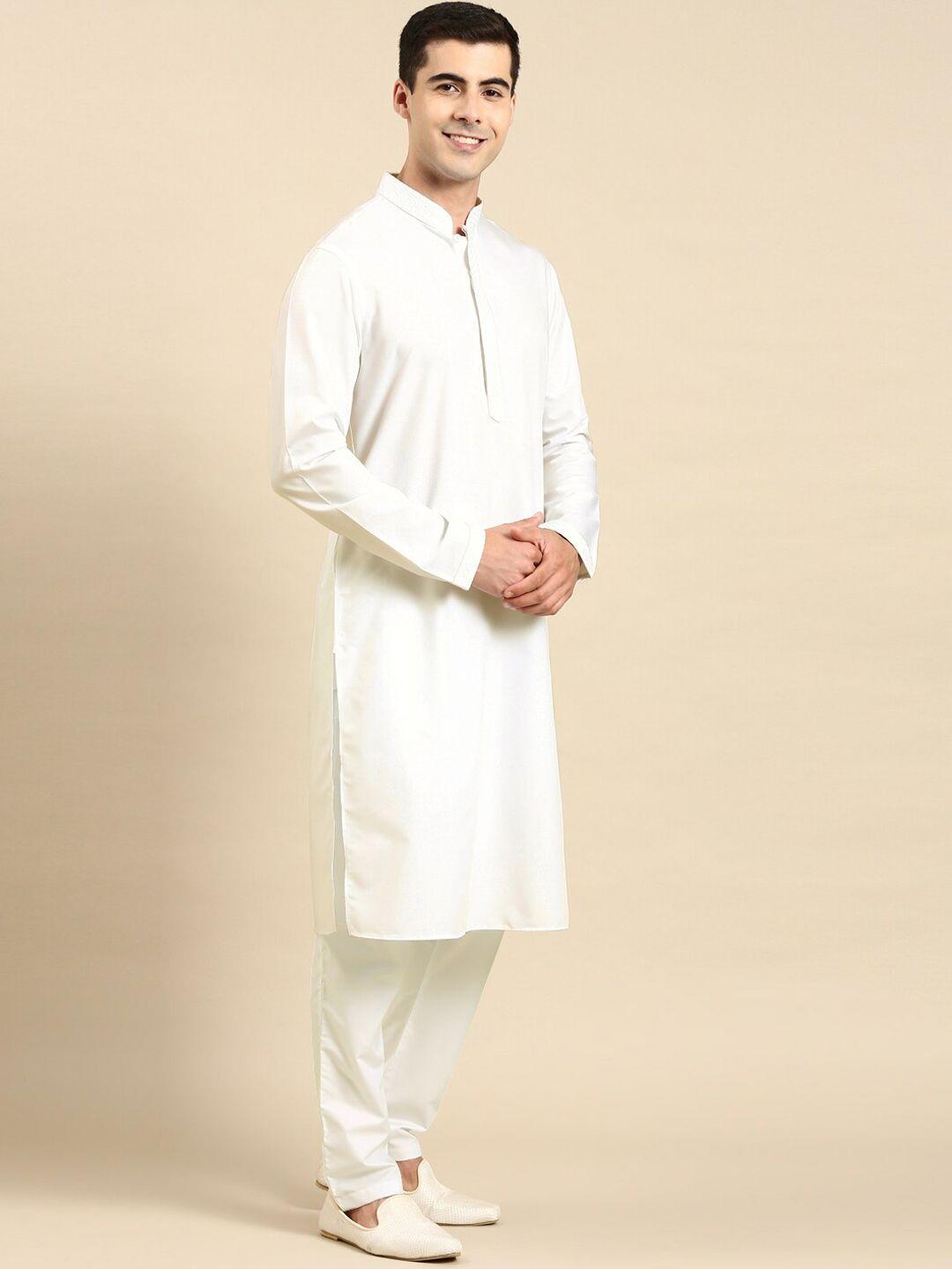 theethnic.co mandarin collar long sleeves thread work kurta