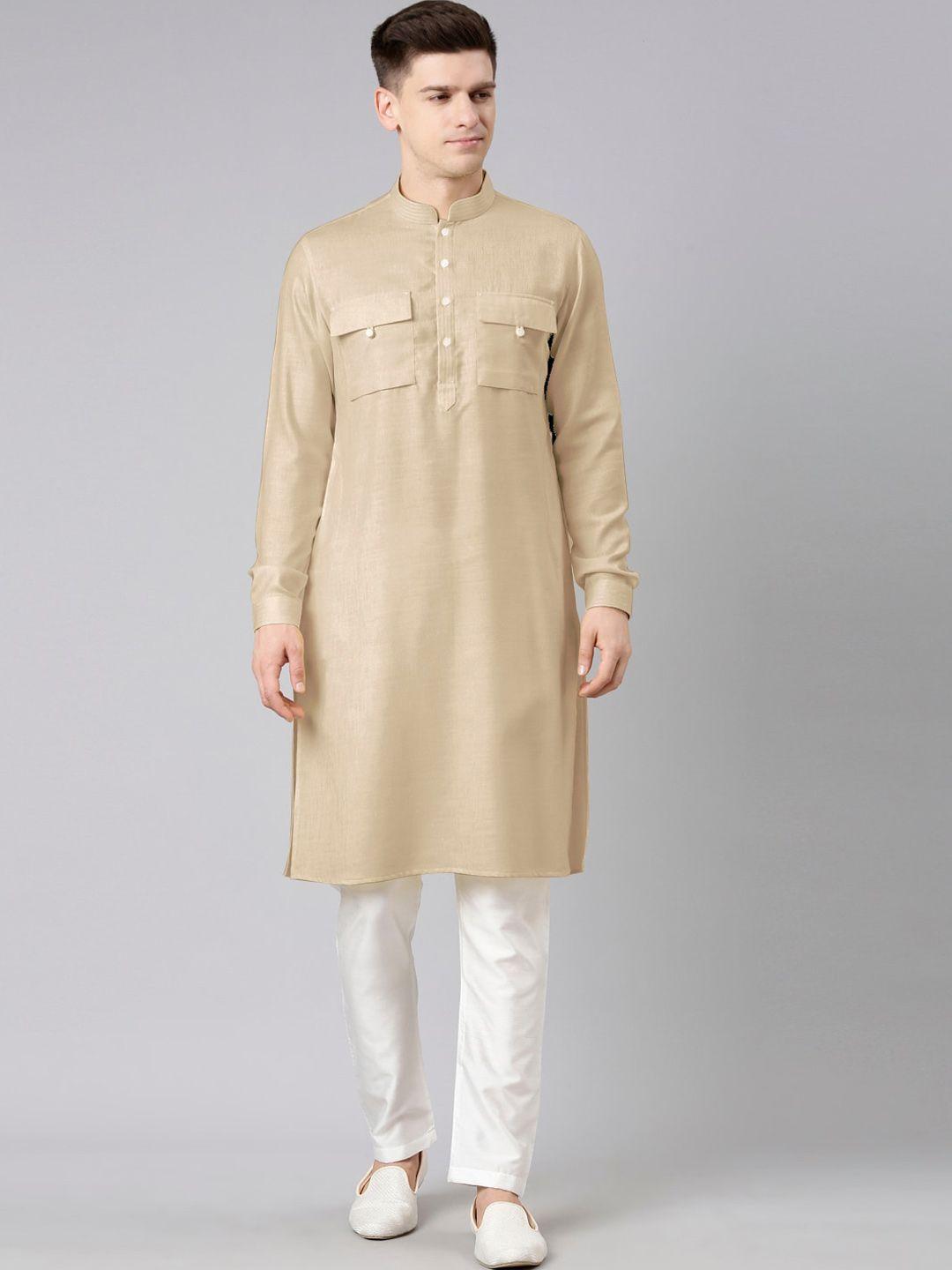 theethnic.co mandarin collar pathani pure cotton kurta with pyjamas