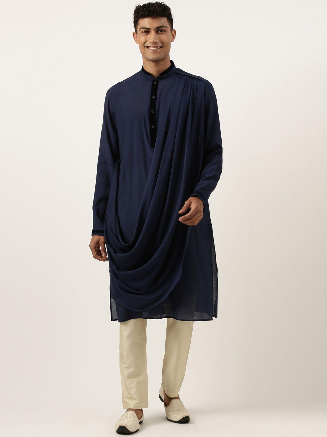 theethnic.co men blue regular kurta with pyjamas