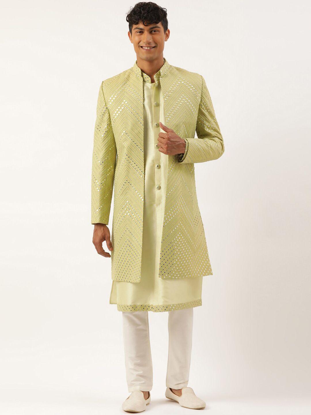 theethnic.co men embroidered mirror work sherwani set