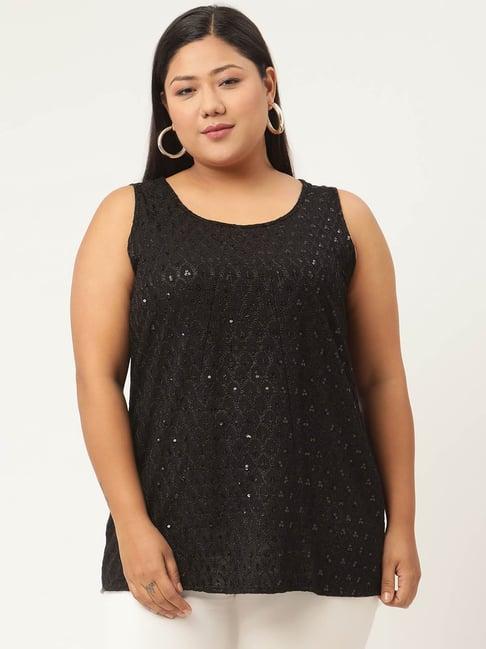 therebelinme black embellished a-line top