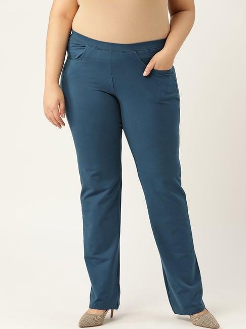 therebelinme blue cotton regular fit pants