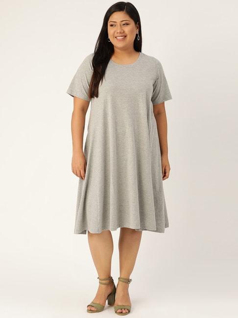 therebelinme light grey cotton a-line dress