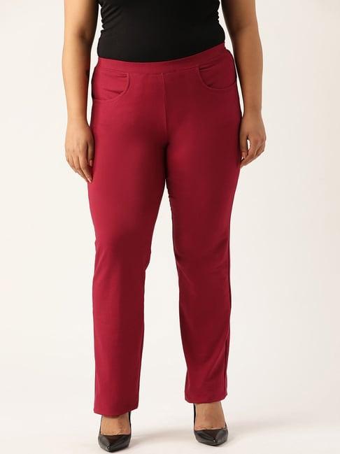 therebelinme maroon cotton regular fit pants