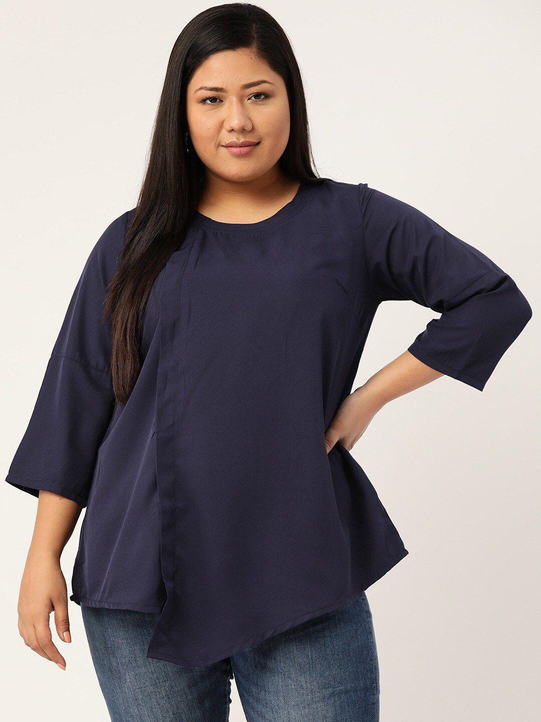 therebelinme navy blue layered crepe top