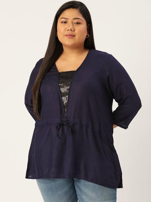 therebelinme navy embellished top