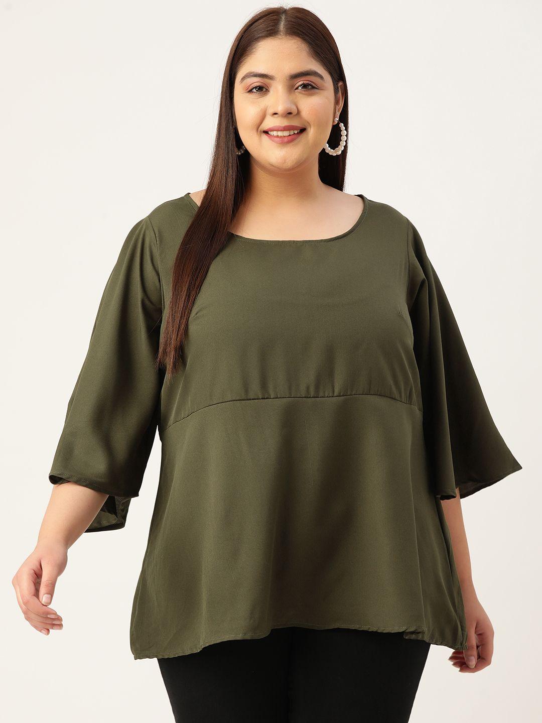 therebelinme olive green crepe longline top