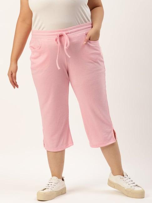 therebelinme pink cotton high rise cropped capris