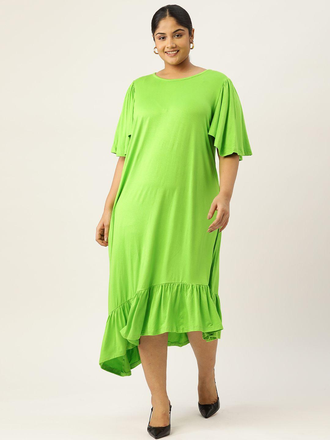 therebelinme plus size flared sleeves a-line midi dress