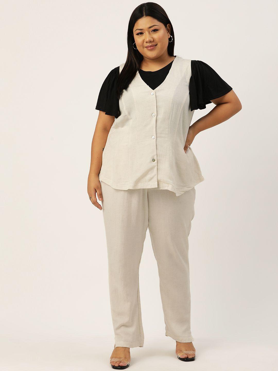 therebelinme plus size linen waistcoat with trousers