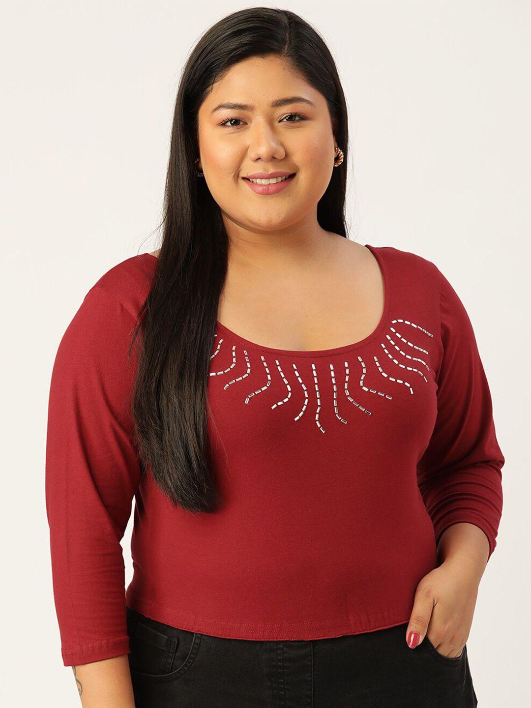 therebelinme plus size maroon regular pure cotton top