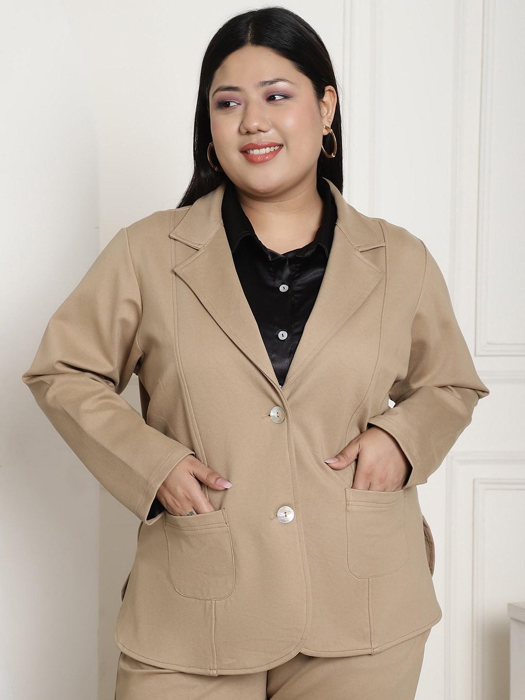 therebelinme plus size notched lapel single-breasted formal blazer