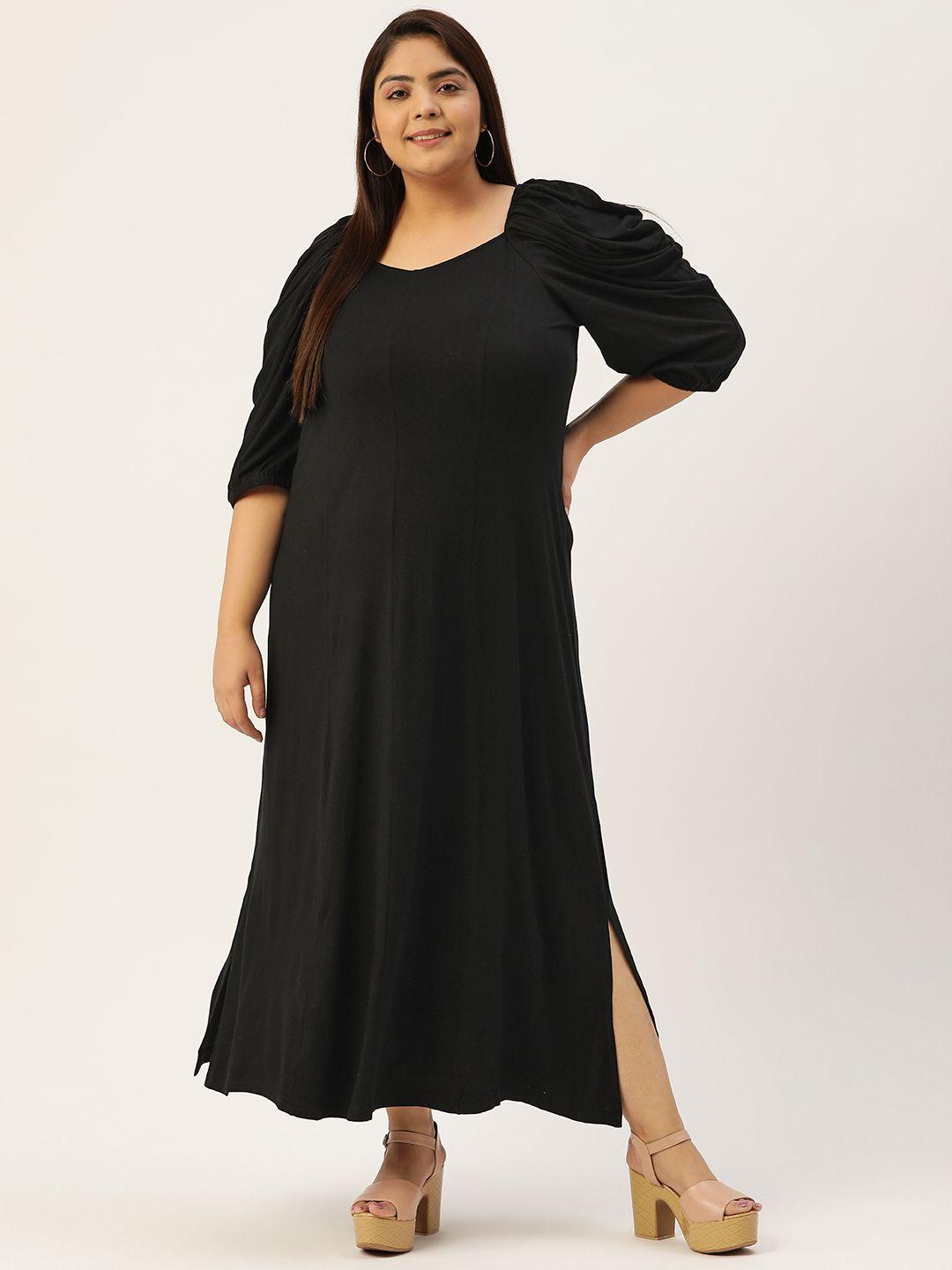 therebelinme plus size solid sweetheart neck maxi dress