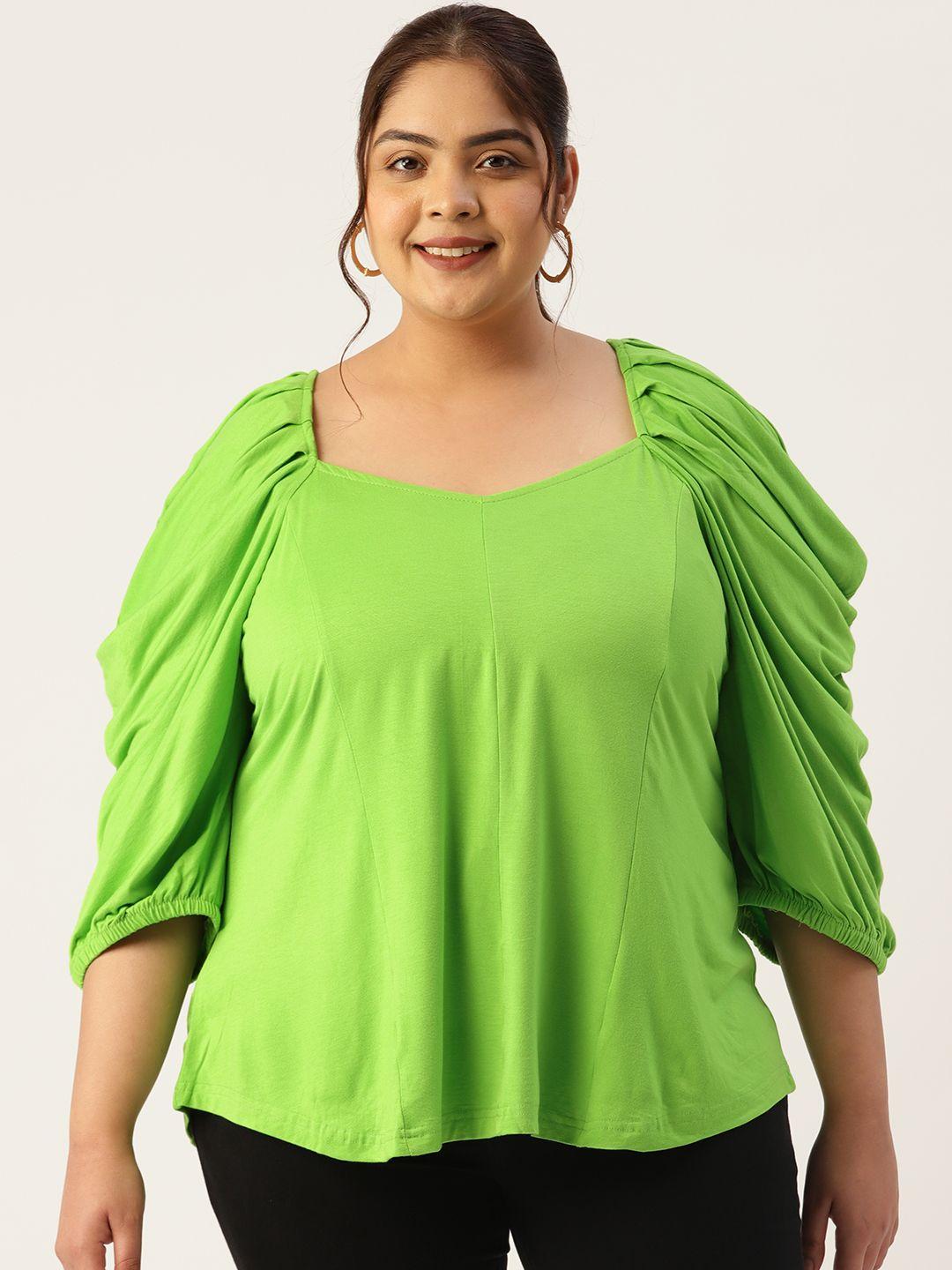 therebelinme plus size sweetheart neck puff sleeves longline top