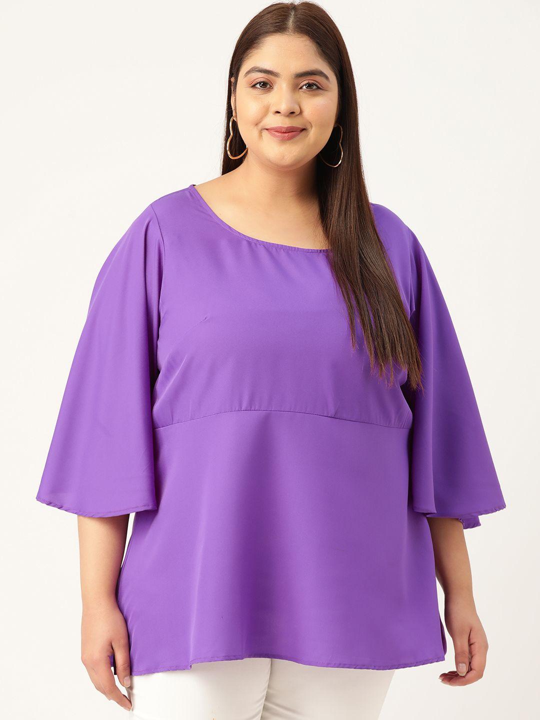 therebelinme plus size women crepe longline flared sleeves top