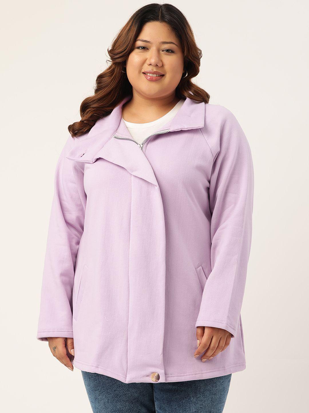 therebelinme plus size women lavender fleece tailored jacket