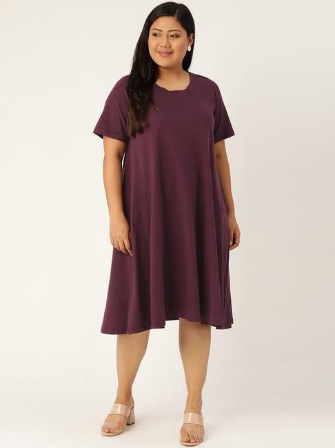 therebelinme purple cotton a-line dress