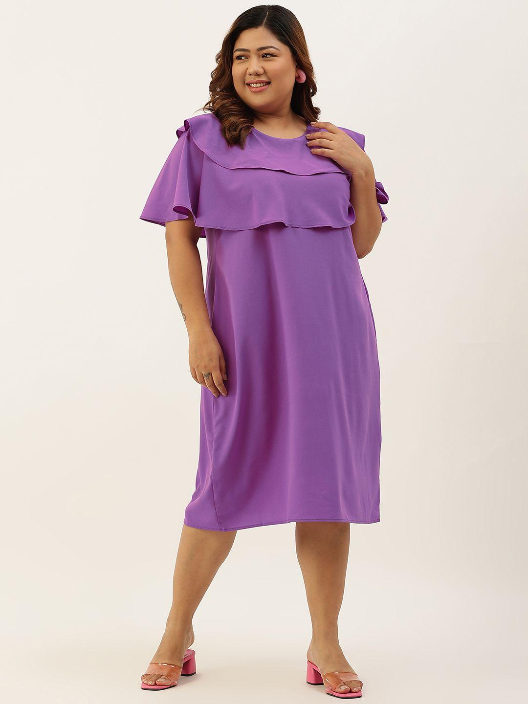 therebelinme purple layered crepe a-line plus size midi dress