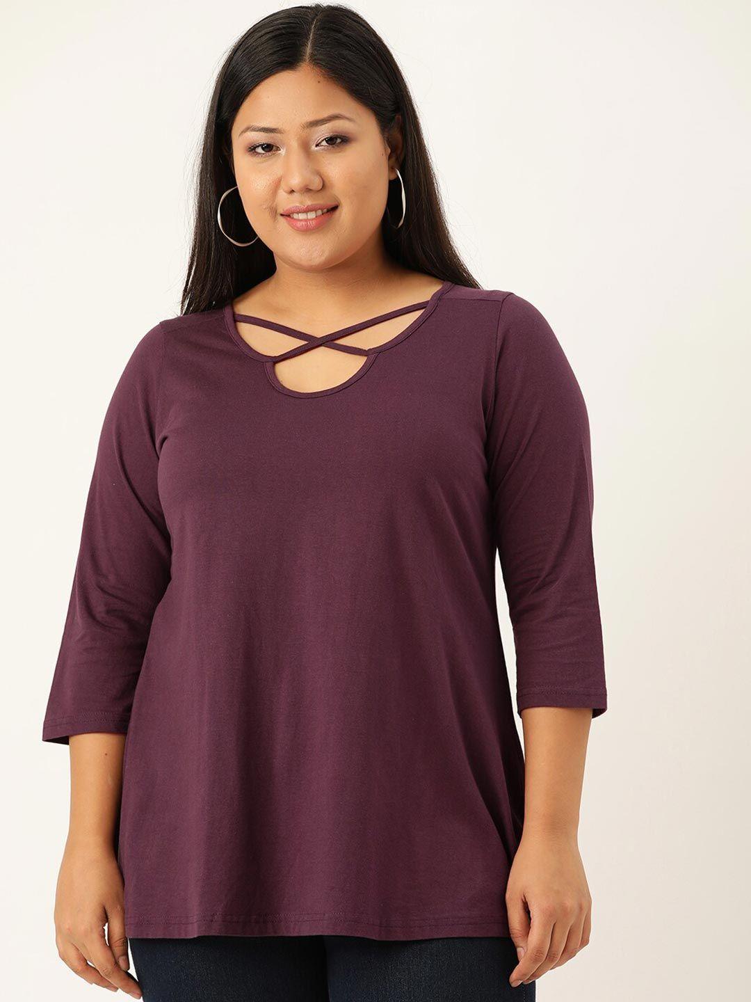 therebelinme purple pure cotton cut-out top