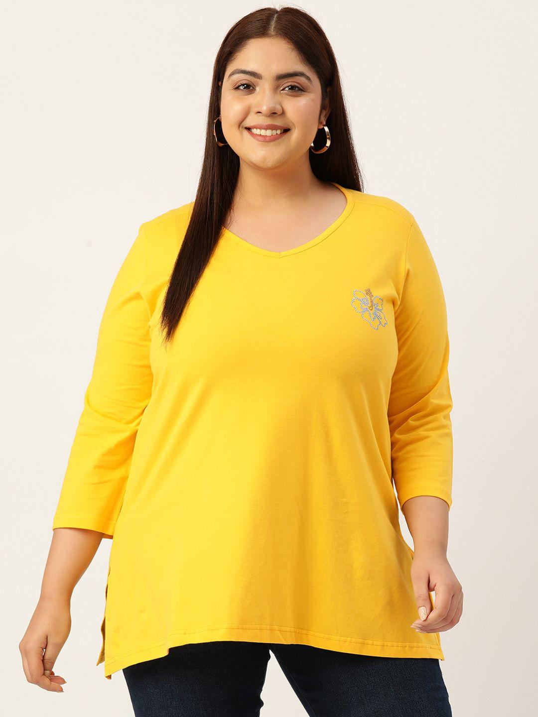 therebelinme solid plus size cotton v-neck t-shirt
