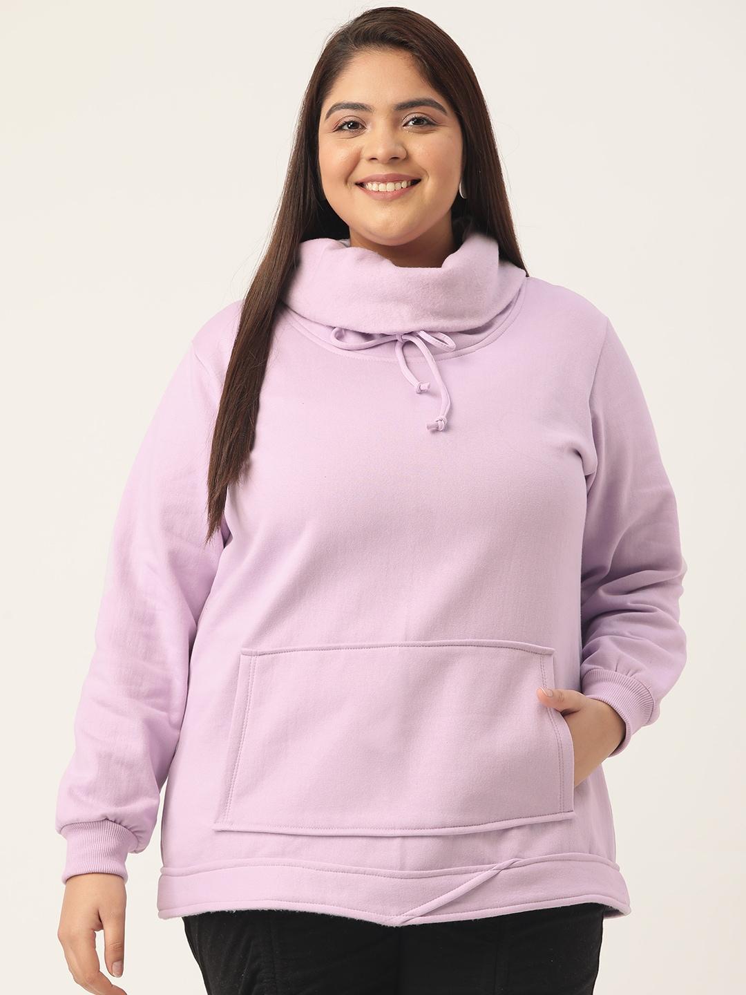 therebelinme women lavender solid hooded sweatshirt