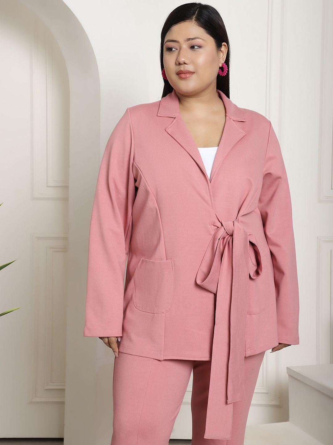 therebelinme women pink lightweight longline open front jacket