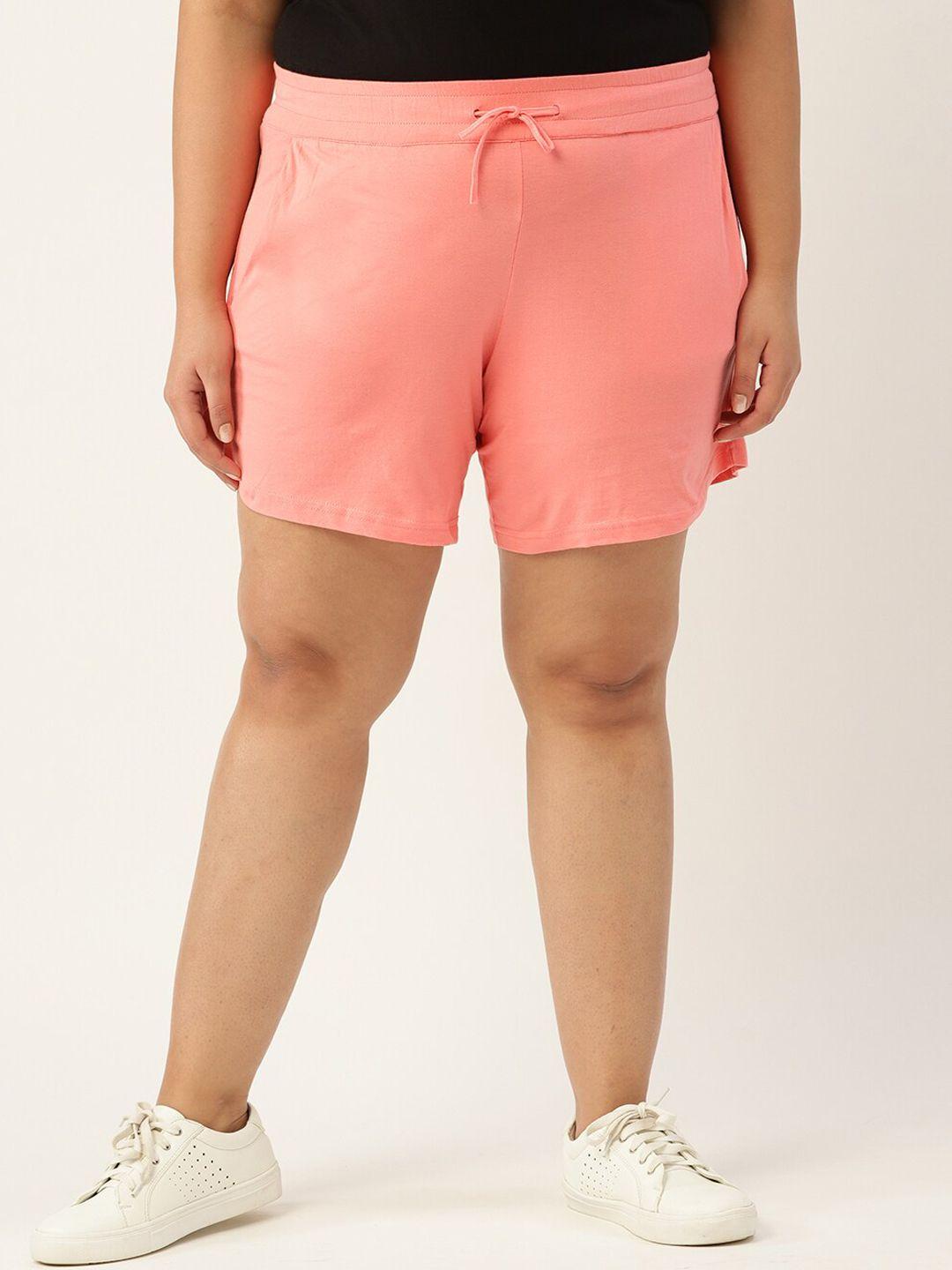 therebelinme women plus size peach-coloured high-rise shorts
