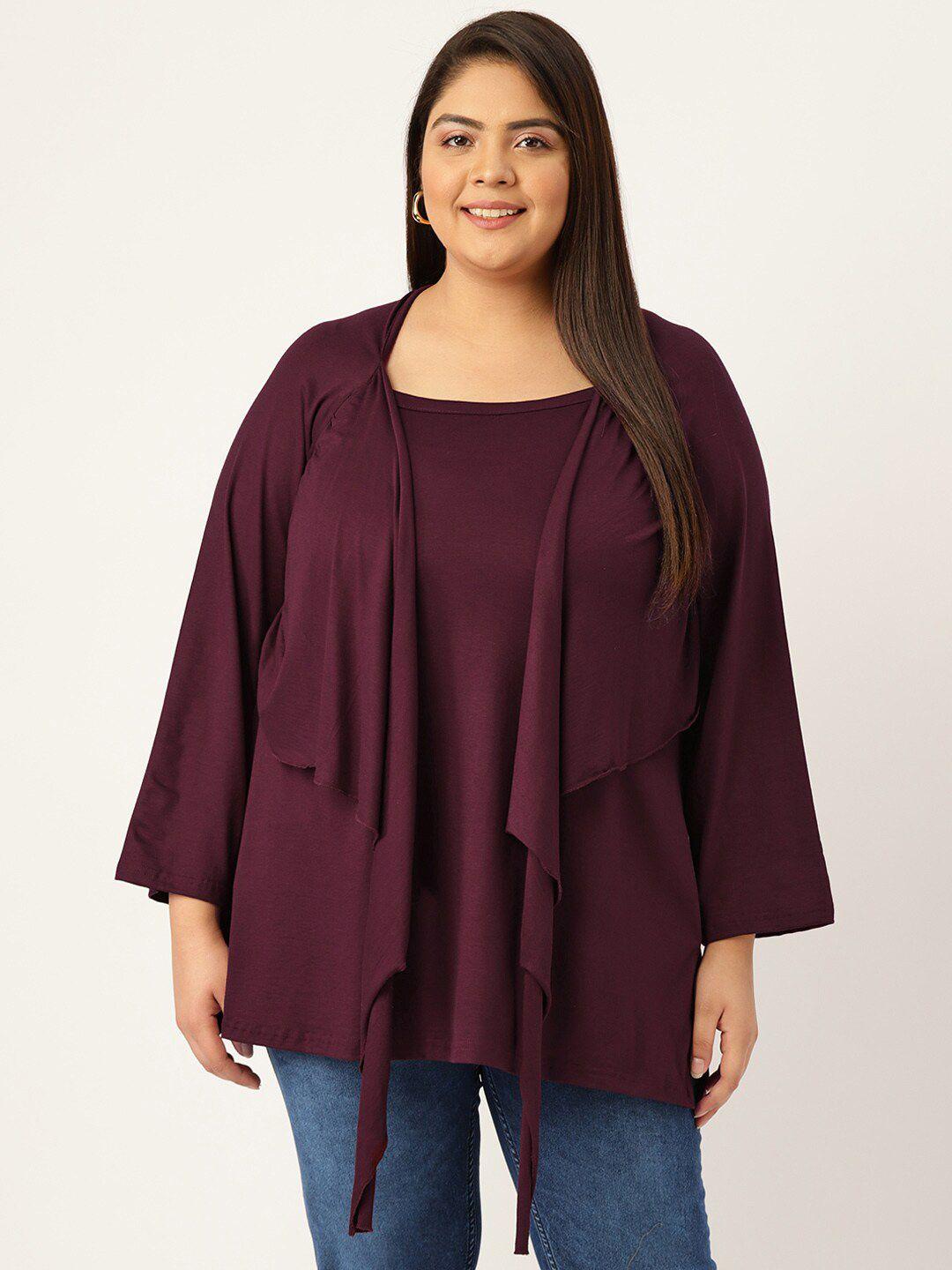 therebelinme women plus size purple layered cape top