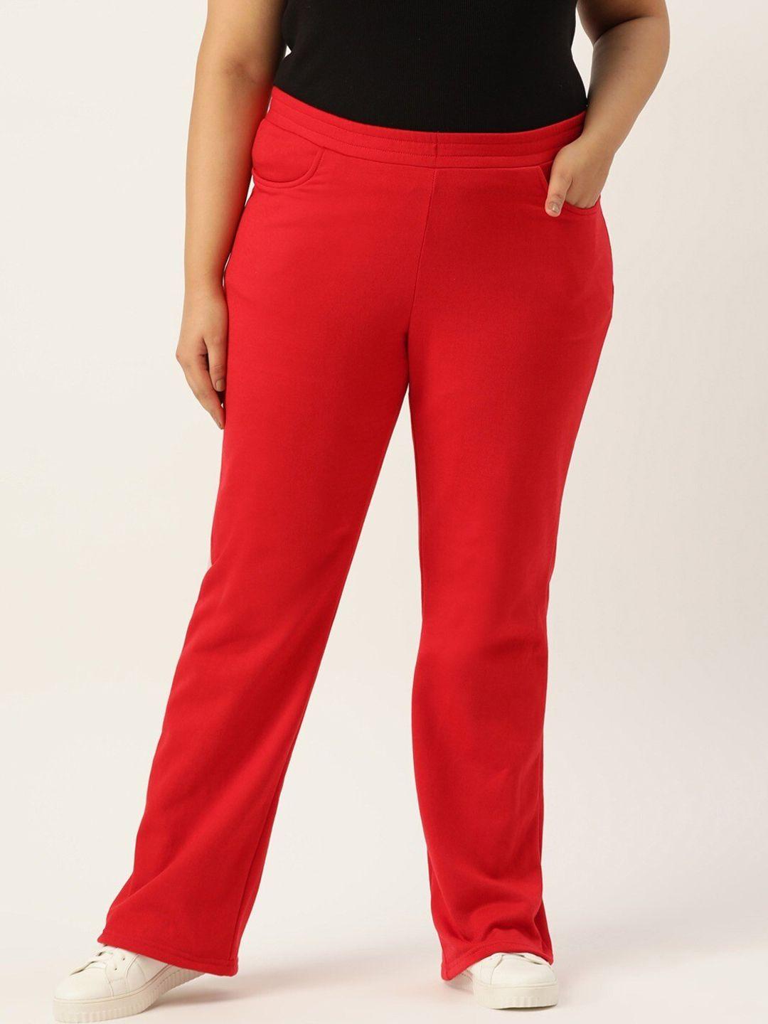 therebelinme women red relaxed high-rise trousers