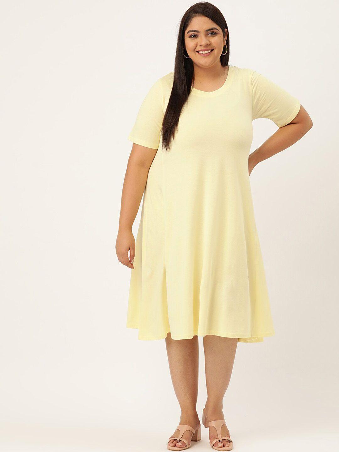 therebelinme  women yellow solid a-line dress