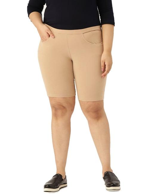 therebelinme beige cotton shorts