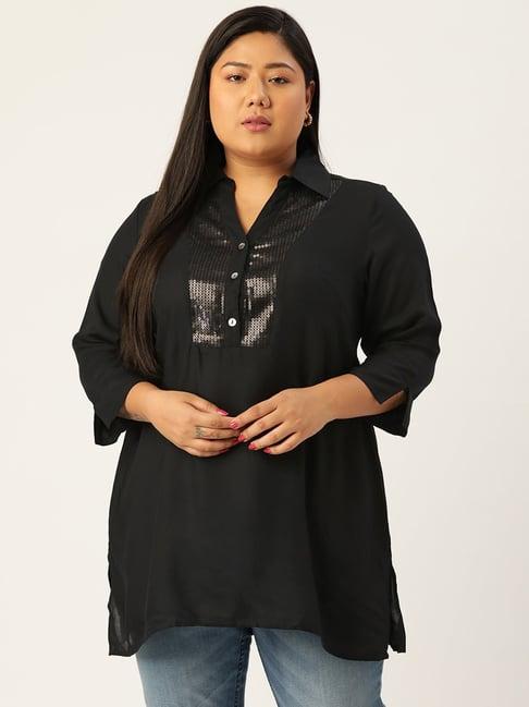 therebelinme black embellished tunic