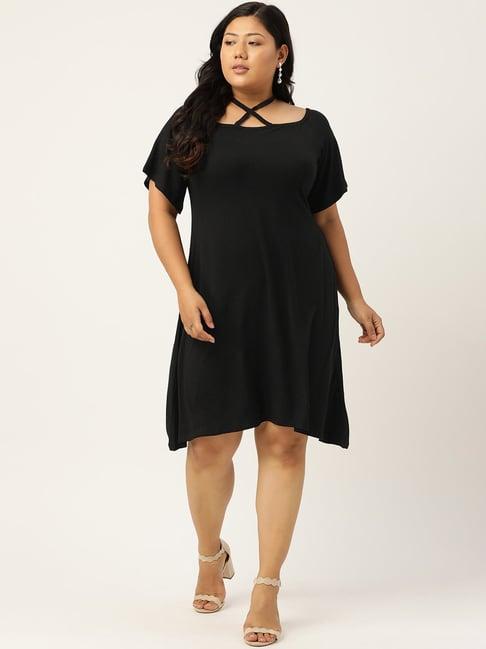 therebelinme black midi a-line dress