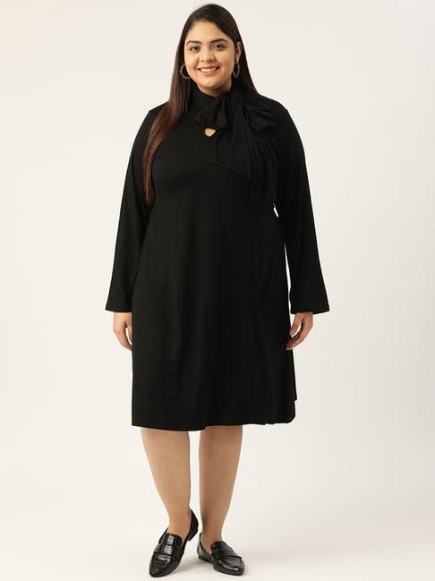 therebelinme black midi a-line dress