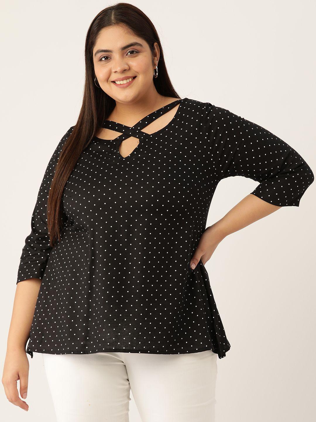 therebelinme black polka dot print top